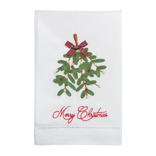 Mistletoe Christmas Embroidered Towel