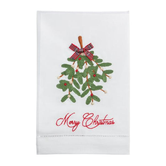 Mistletoe Christmas Embroidered Towel
