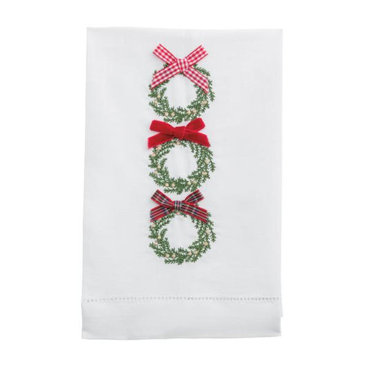 Wreath Christmas Embroidered Towel