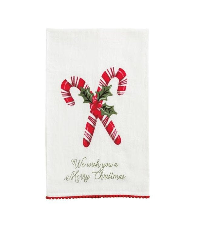 Candy Cane Christmas Pom Printed Towel