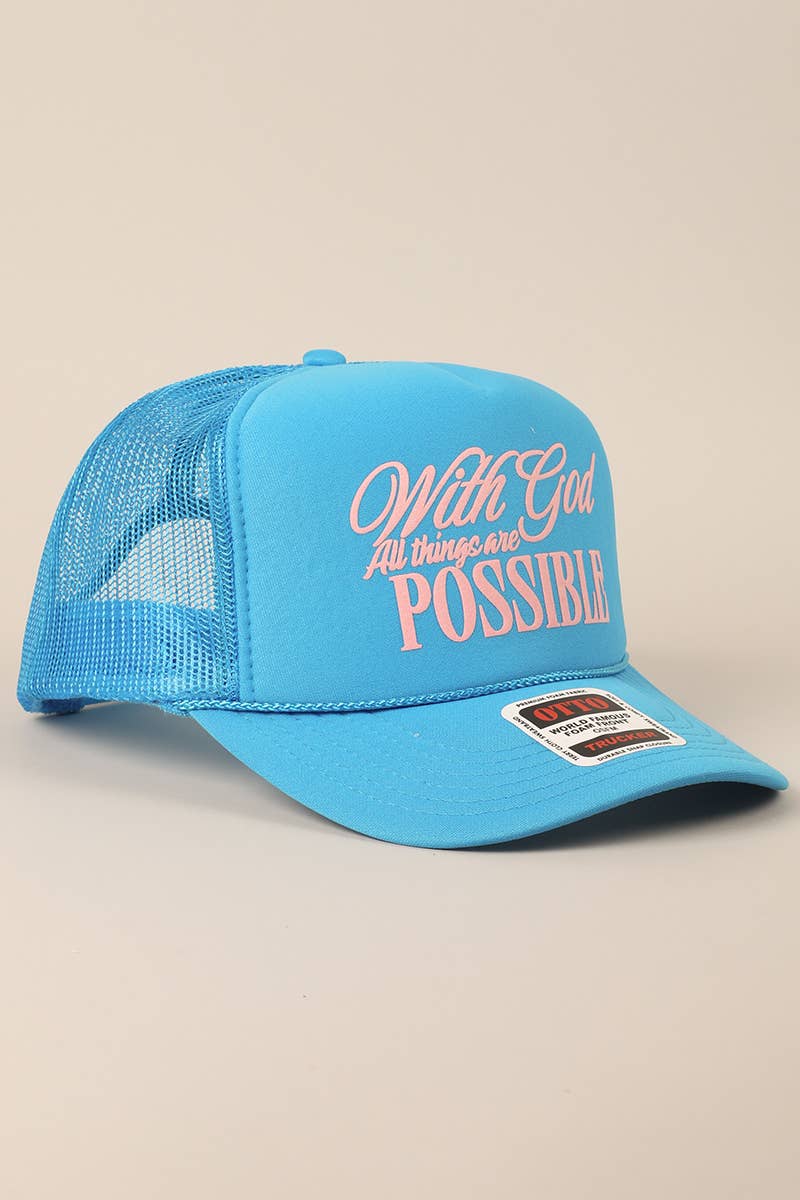With God All Possible Mesh Back Foam Trucker: TAN / One Size