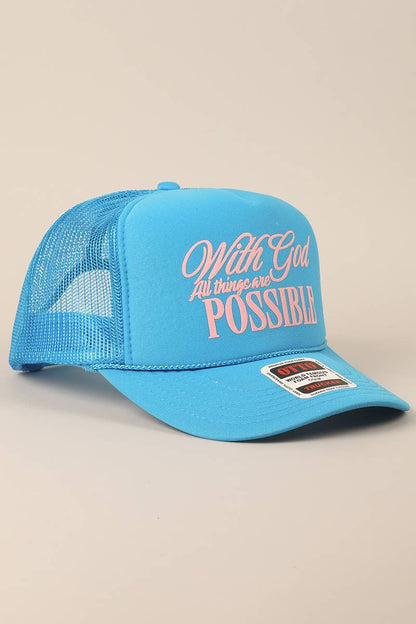 With God All Possible Mesh Back Foam Trucker: TAN / One Size
