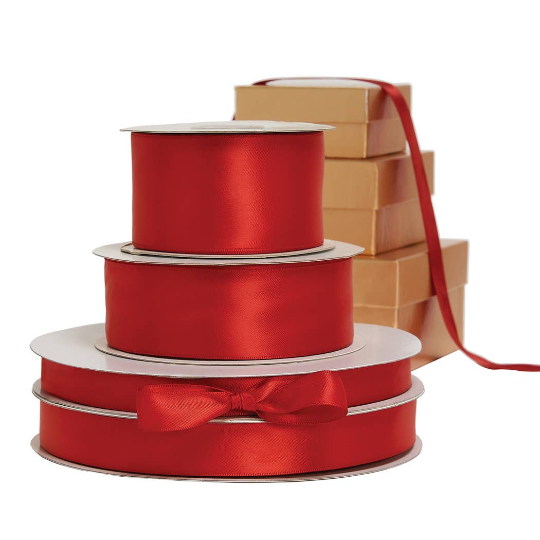 Double Face Satin Gift Packaging Ribbon: Red Double / 1 Pack / 1-1/2"x50 yards