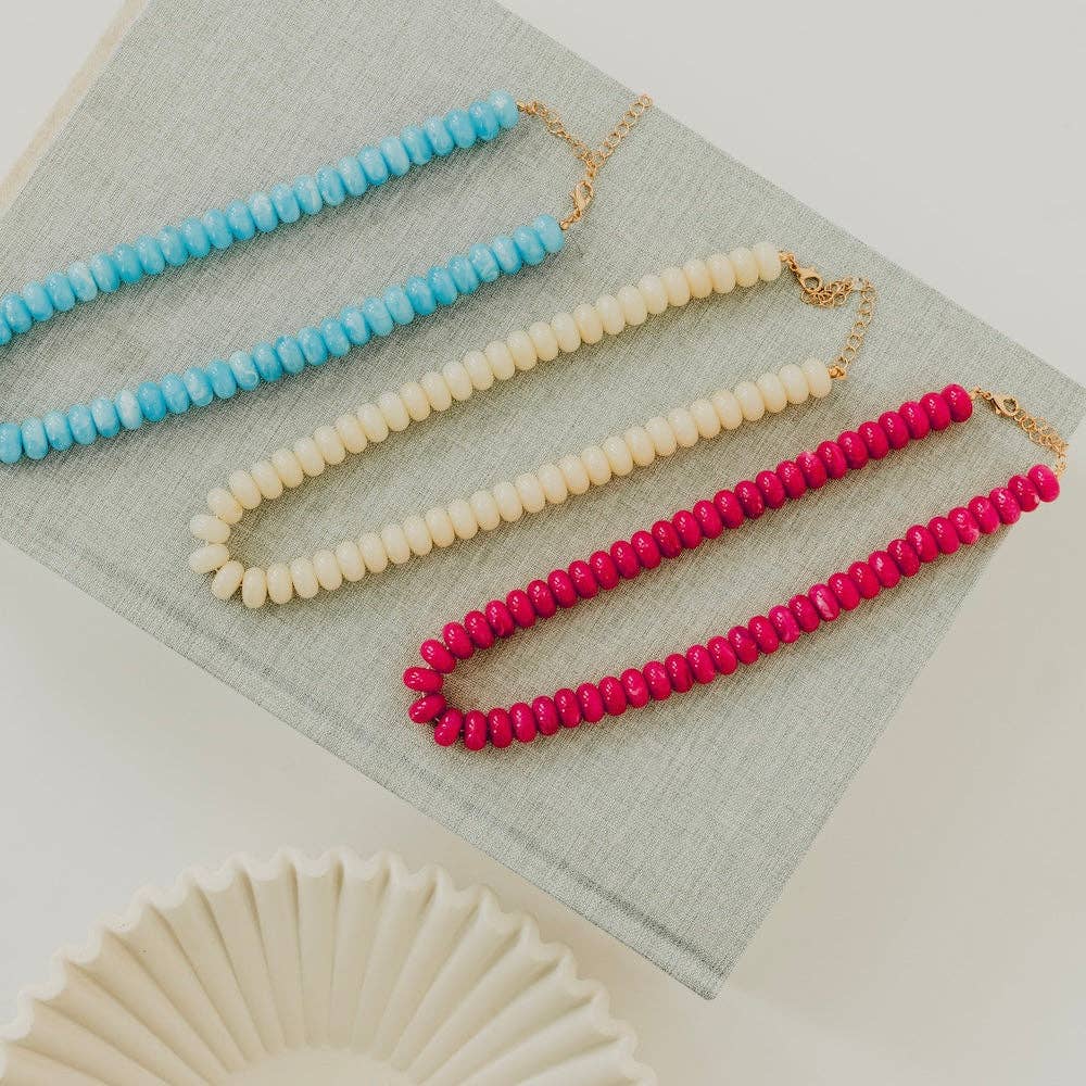 Dana Donut Bead Necklace: Pink