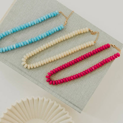 Dana Donut Bead Necklace: Pink