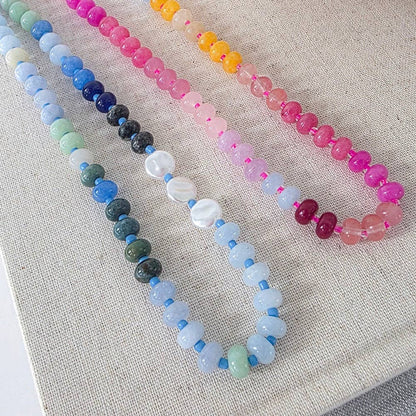 Ombre Semi-Precious Beaded Necklace - WATERPROOF: Pink