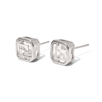 Bezel Diamond Stud Earrings - WATERPROOF: Gold