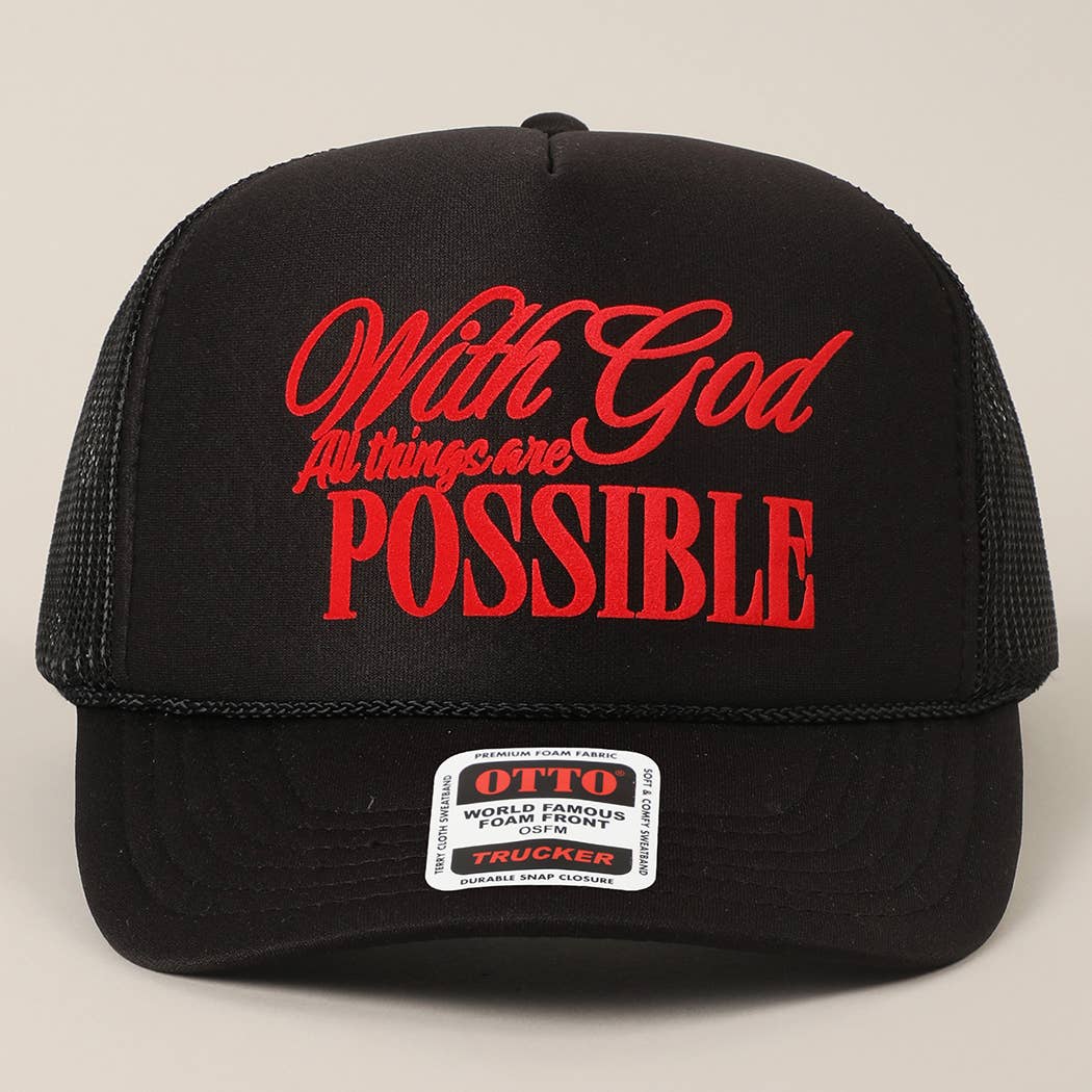 With God All Possible Mesh Back Foam Trucker: TAN / One Size