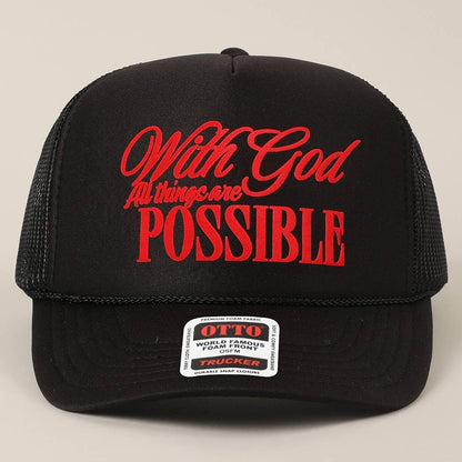 With God All Possible Mesh Back Foam Trucker: TAN / One Size