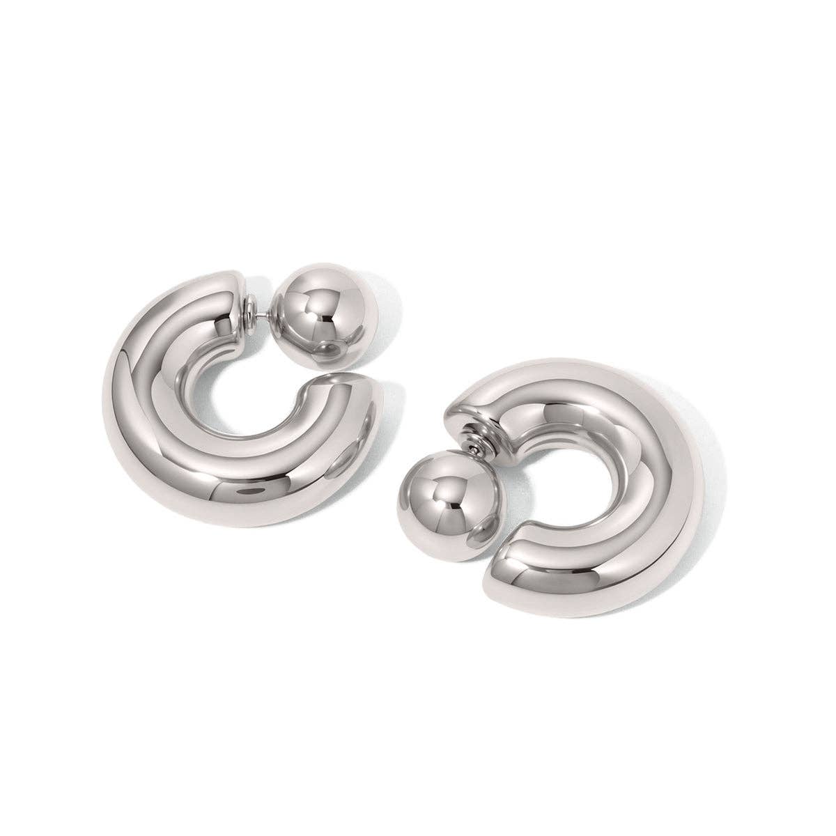 Caroline Reversible Hoop Earrings - WATERPROOF: Gold