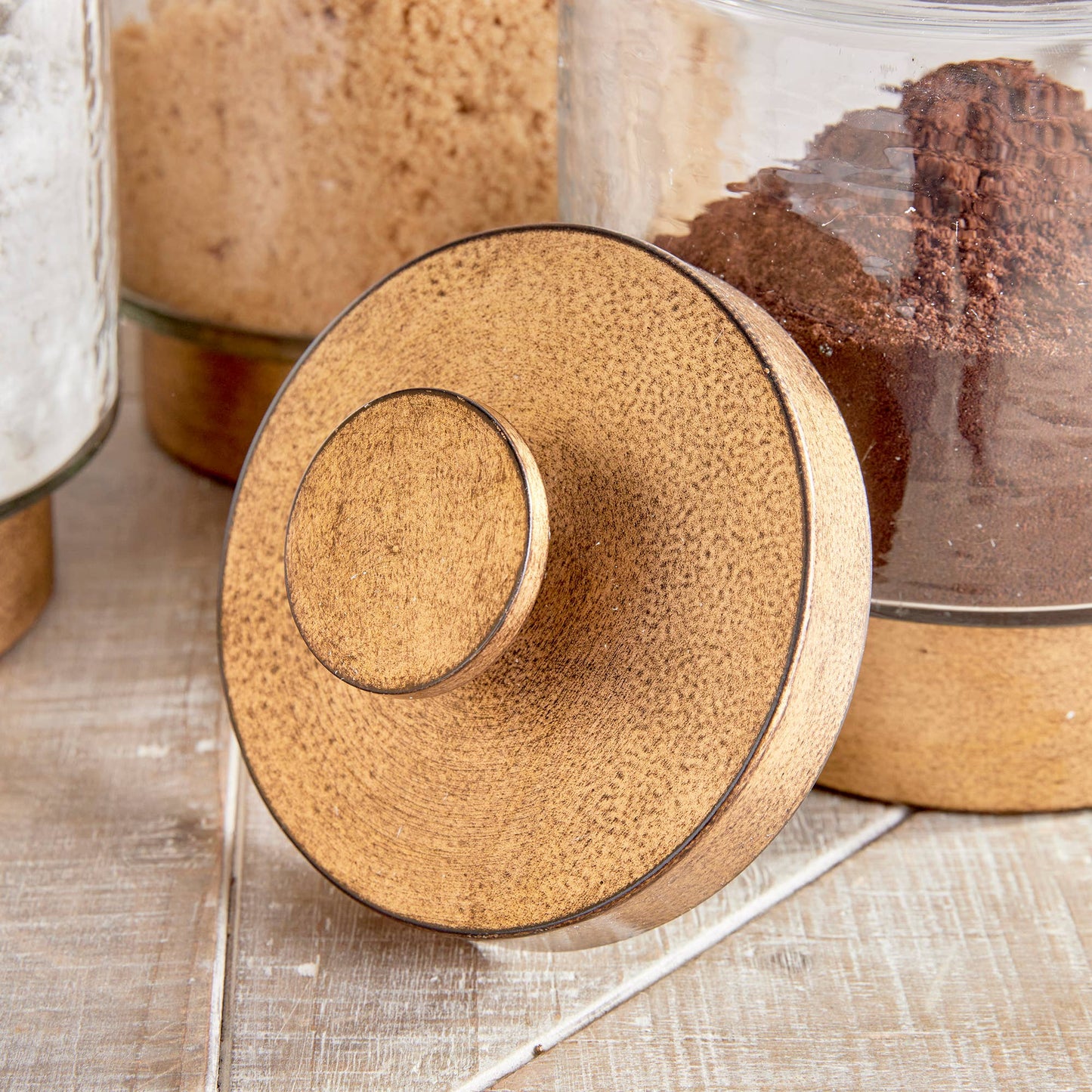 Braiden Canisters: Antique Gold/Glass