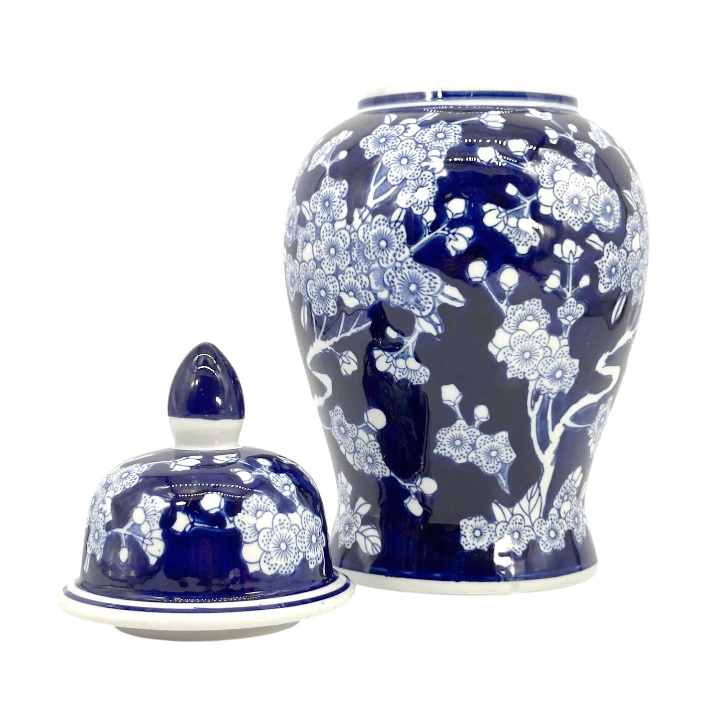 Classic Urn Shape Chinoiserie Ginger Jar 14" : White & Green