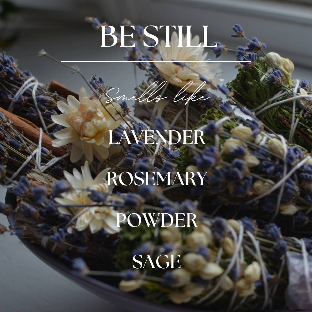 Be Still | Lavender & Sage | 15 oz. Clear Jar Soy Candle: No Lid