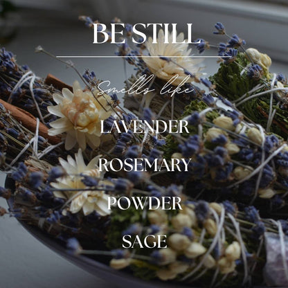 Be Still | Lavender & Sage | 15 oz. Clear Jar Soy Candle: No Lid
