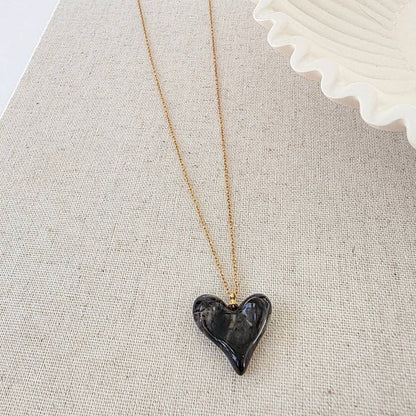 Jan Resin Heart Necklace - WATERPROOF: Crystal