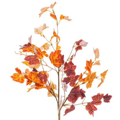 Vickerman 34" Orange Fall Maple Leaf Spray 2/Bag: Orange / Polyester / 34"
