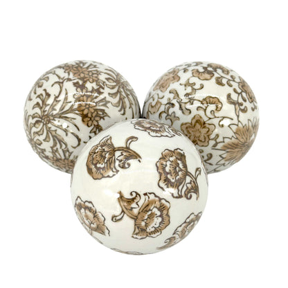 Ceramic Chinoiserie Vase Filler Ball Home Decor (Set of 3): Style 1