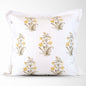 Lucy Hand Painted Block Print Floral Pillow Cover - Gold: 20X20