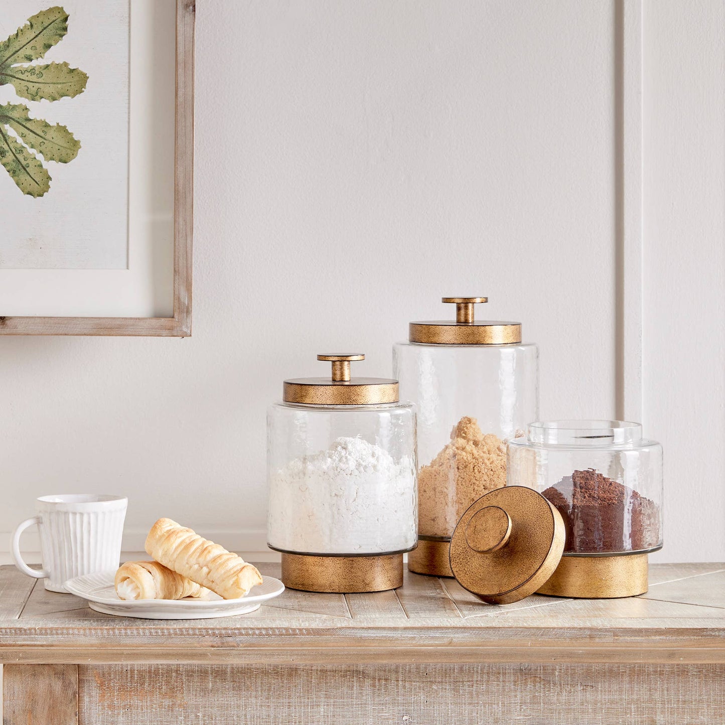 Braiden Canisters: Antique Gold/Glass
