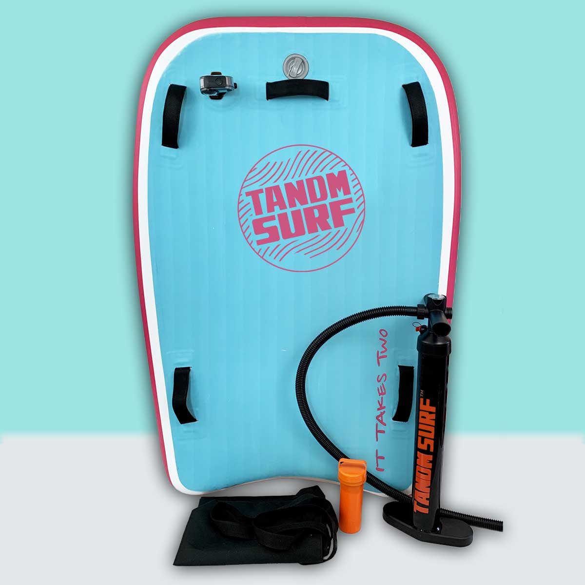 As Seen on Shark Tank! TANDM Surf Tandem Bodyboard: Pink/Teal