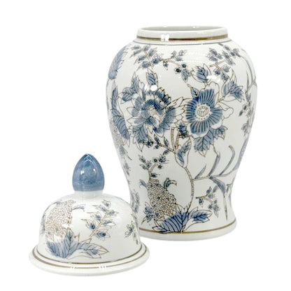 Classic Urn Shape Chinoiserie Ginger Jar 14" : White & Green