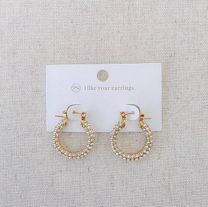 Lizzie Pave Hoops - WATERPROOF