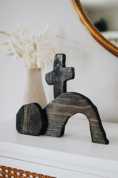 He Lives Wood Decor - Made by Survivors : Light Black