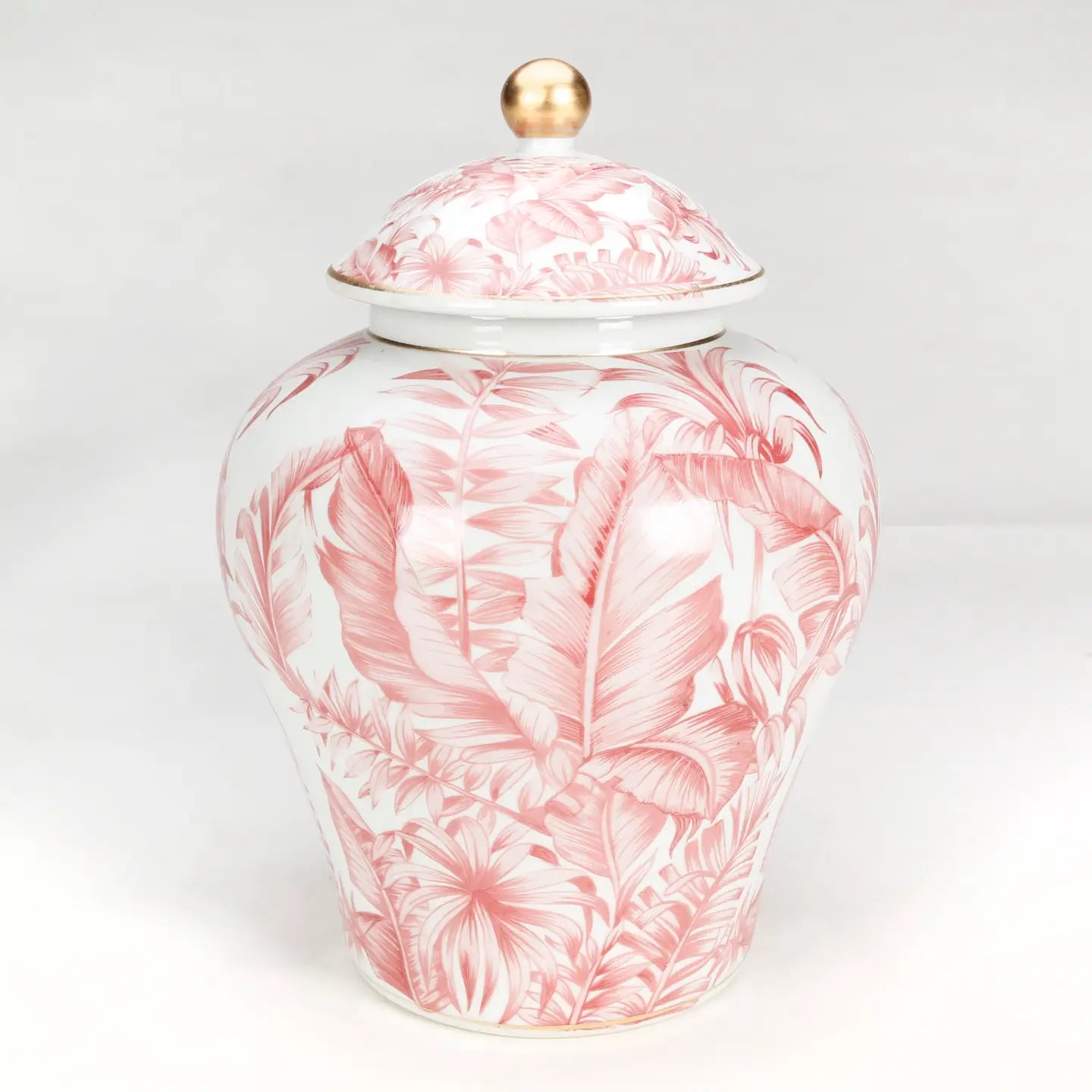 14" Tropical Leaf Ginger Jar