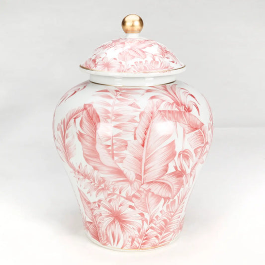 14" Tropical Leaf Ginger Jar