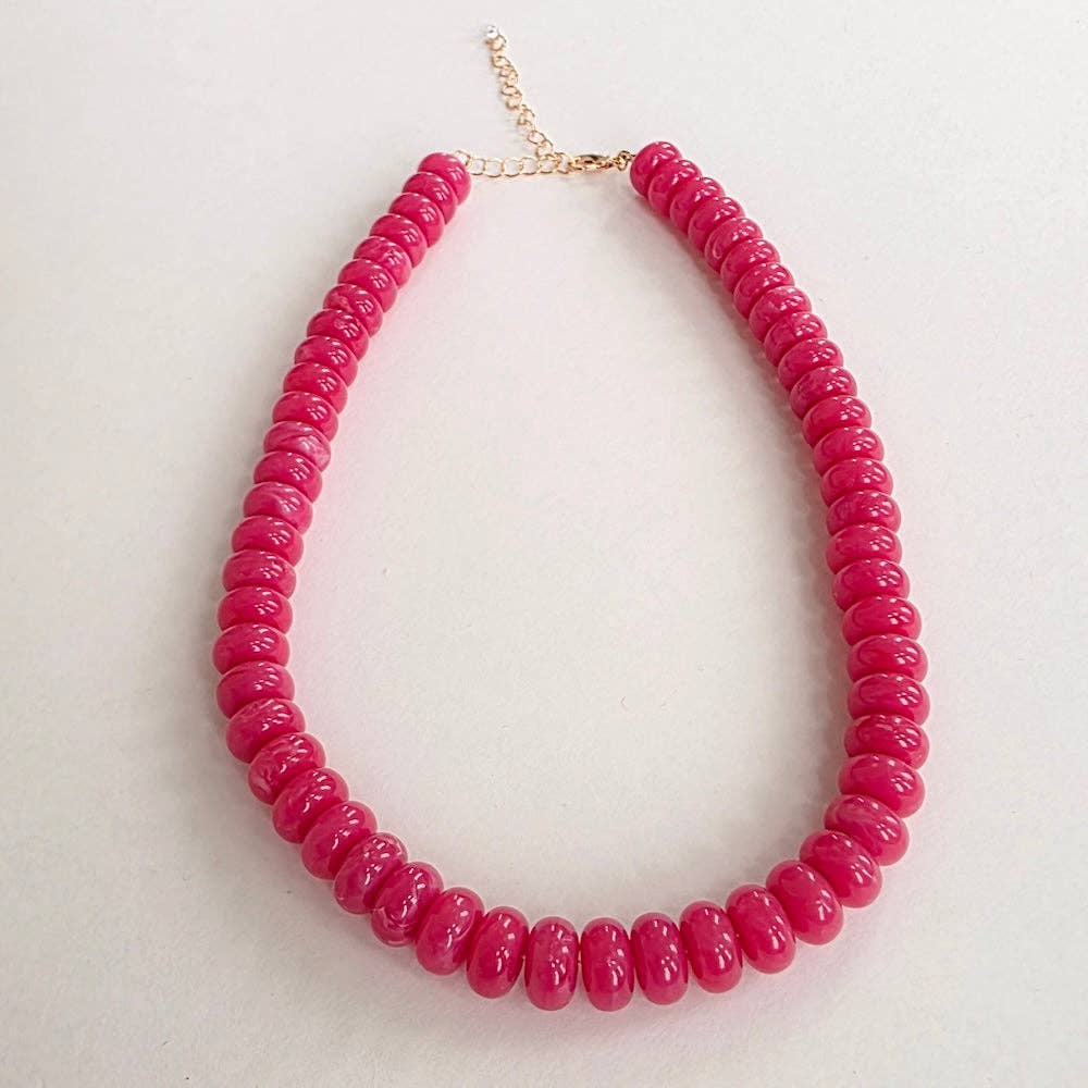 Dana Donut Bead Necklace: Pink