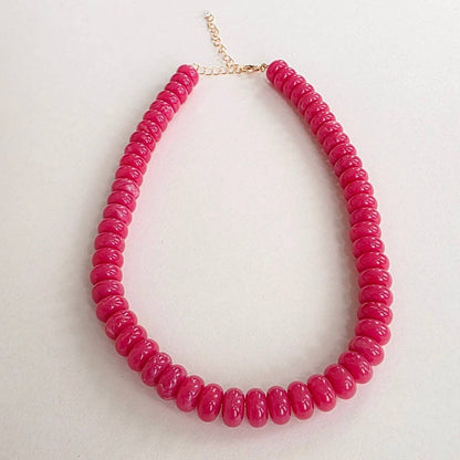 Dana Donut Bead Necklace: Pink