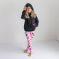 Kids Dark Gray Ruffle Hoodie & Checkered Leggings Fall Set: 7/8