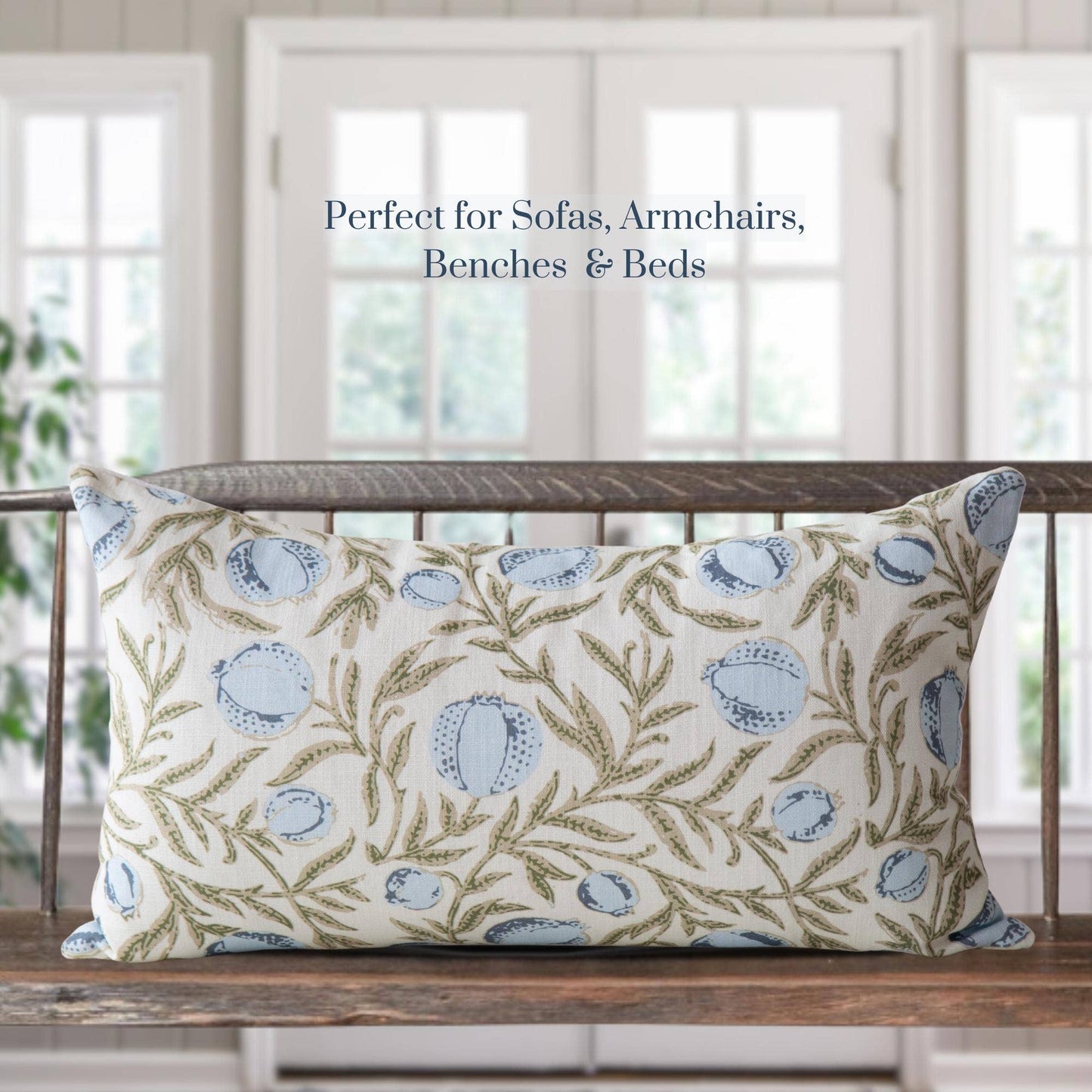 Alisa Blue Block Print Pillow Cover: Lumbar