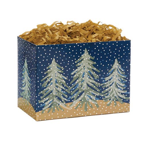 Christmas Gift Basket Boxes: Retro Trees / 6 Pack / Small 6.75x4x5"