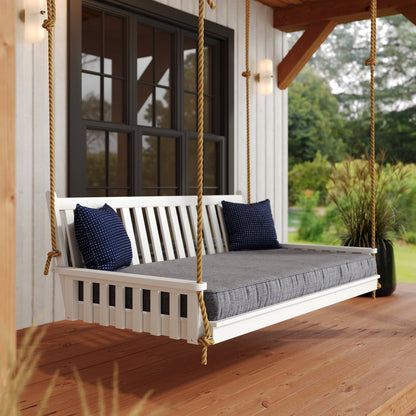 Keystone Amish Co. 5 Foot Franklin Recycled Plastic Swing Bed, Bright White: Up to 8 Ft. Ceilings / Chains / Without Cup Holders