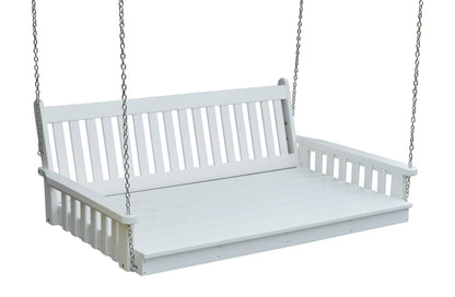 Keystone Amish Co. 5 Foot Franklin Recycled Plastic Swing Bed, Bright White: Up to 8 Ft. Ceilings / Chains / Without Cup Holders