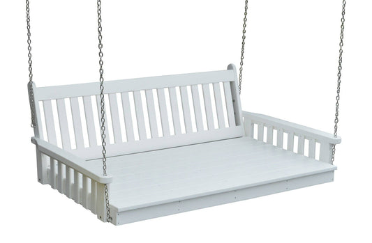 Keystone Amish Co. 5 Foot Franklin Recycled Plastic Swing Bed, Bright White: Up to 8 Ft. Ceilings / Chains / Without Cup Holders