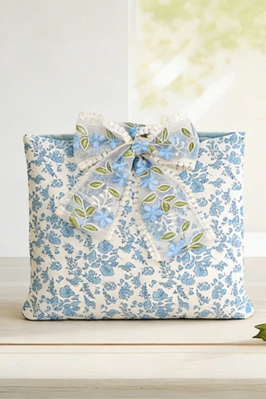 Jillian Blue Floral Tie Bible Cover