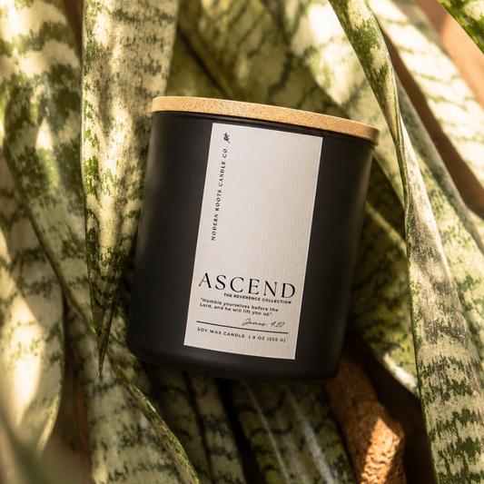 Ascend | Golden Santal | The Reverence Collection | 9oz: Natural Wood Lid