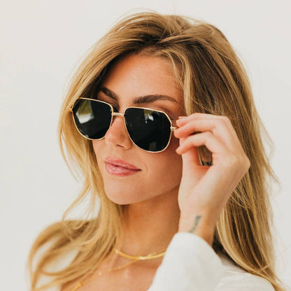 April Aviator Sunglasses: Gold/Brown Lens