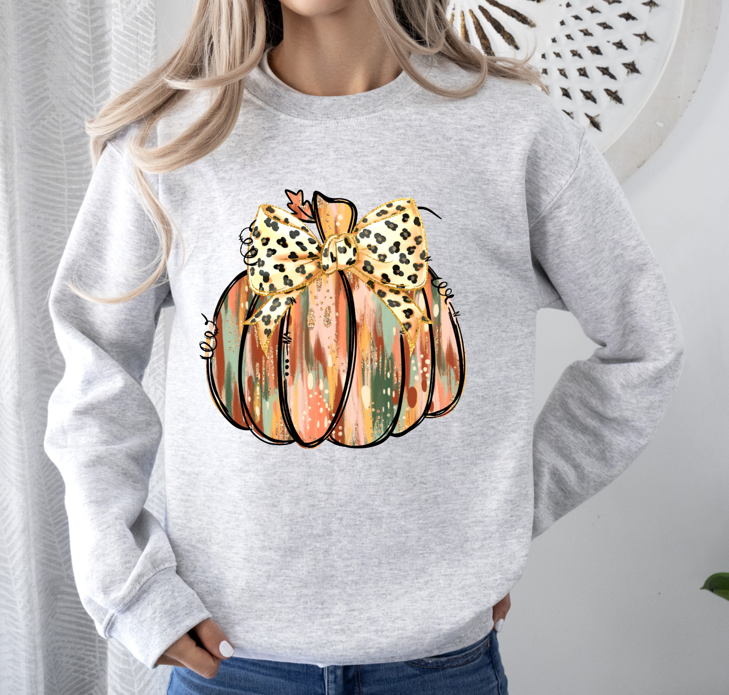 GOLD GLITTER PUMPKIN CREWNECK TEE/SWEATSHIRT  : Off-White / TEE / M