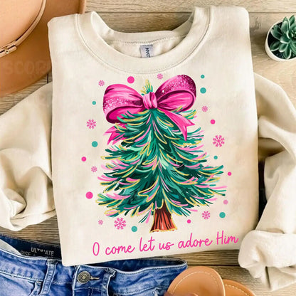 O COME LET US ADORE HIM CHRISTMAS TREE: Off-White / SWEATSHIRT / L