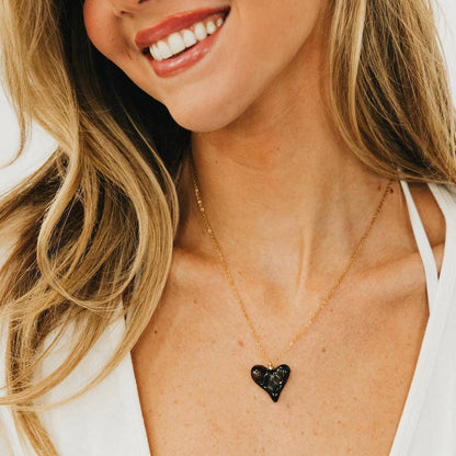 Jan Resin Heart Necklace - WATERPROOF: Crystal