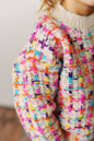 Kids Rainbow Colored Knit Texture Crew Neck Fall Sweater: 7/8