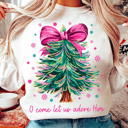 O COME LET US ADORE HIM CHRISTMAS TREE: Off-White / SWEATSHIRT / XL