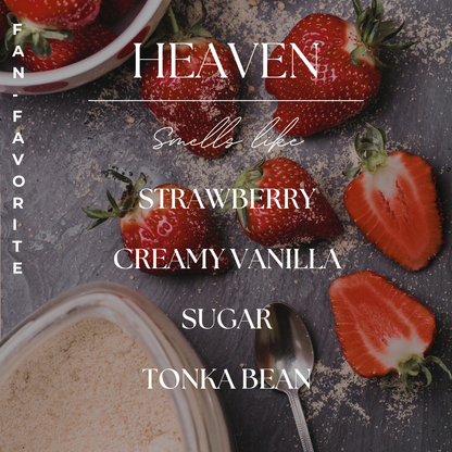 Heaven | Pink Sugar & Vanilla | 9 oz. Clear Jar Soy Candle: Natural Wood Lid