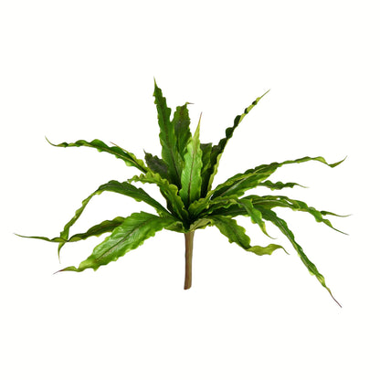 Vickerman 13" Artificial Green Bird Nest Fern Bush.: Green / Plastic / 13"