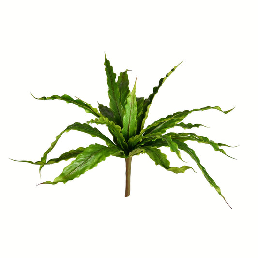 Vickerman 13" Artificial Green Bird Nest Fern Bush.: Green / Plastic / 13"