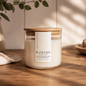 Worthy | Volcanic Island | 15 oz. Clear Jar Soy Candle: Natural Wood Lid