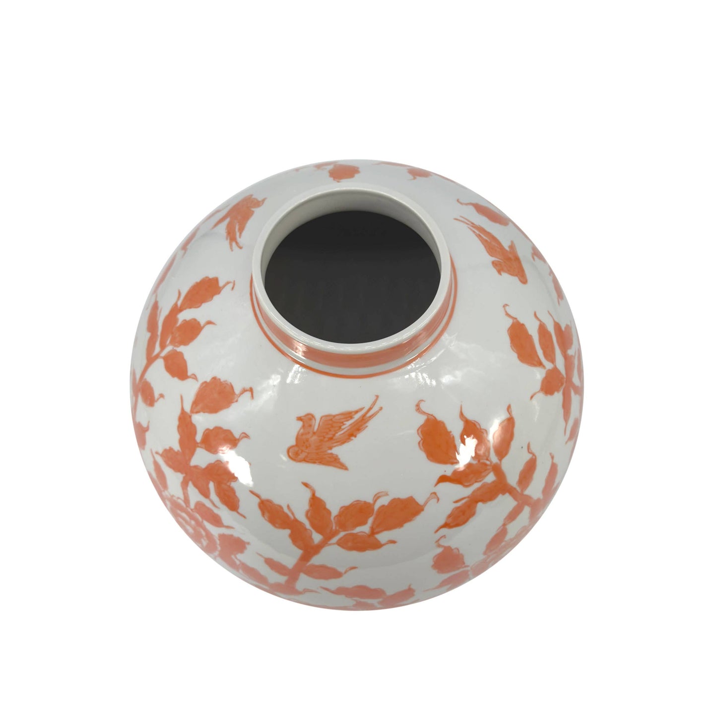 12" Dia Ceramic Globe Chinoiserie Vase Flowers & Home Decor: Blue & White